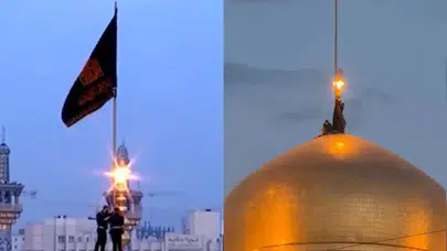 Hamaney'in ölümü sonrası İmam Rıza Türbesi’nde dikkat çeken bayrak değişimi