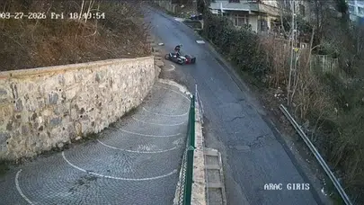 Sarıyer’de bozuk yol faciaya davetiye çıkardı! Kaza anı kamerada