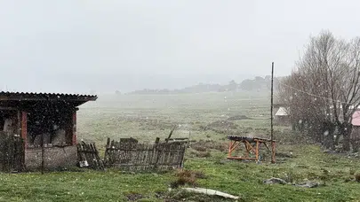 Bolu Sarıalan yaylasında kar yağışı başladı