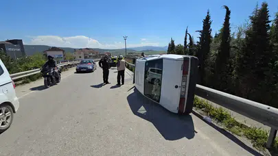 Karabük'te köprüde yan devrilen otomobilden 72 yaşındaki sürücü sağ kurtuldu