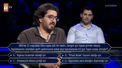 ABD'de 31 yaşındaki Etta Lopez adlı bir kadın hangisi için hapse girmek isteyip, hapishanenin önündeki şerif yardımcısına tokat atıp yumruklanarak 63 gün hapis cezası almıştır.