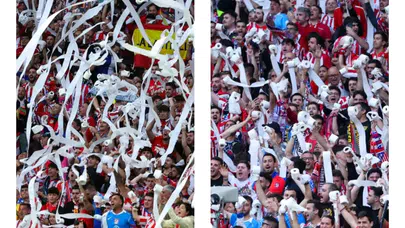 Atletico Madrid taraftarından şok protesto! Arsenal maçında ortalık karıştı