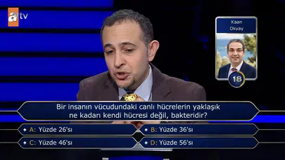 Bir insanın vücudundaki canlı hücrelerin yaklaşık ne kadarı kendi hücresi değil, bakteridir?