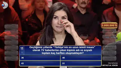 Türkiye’nin en uzun isimli adamı yarışmada: Beyaz'la Joker 3 milyon TL'lik soru!