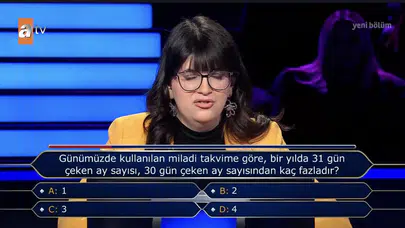 Günümüzde kullanılan Miladi takvime göre, bir yılda 31 gün çeken ay sayısı 30 gün çeken ay sayısından kaç fazladır?