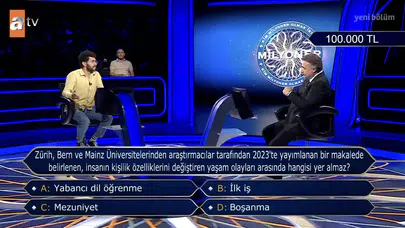 Zürih, Bern ve Mainz üniversitelerinden araştırmacılar tarafından 2023'te yayınlanan makaleye göre insanın kişilik özelliklerini değiştiren yaşam olayları arasında hangisi yer almaz?