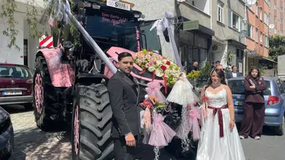 Sivaslı çiftçi pembe traktörünü gelin arabası yaparak İstanbul turuna çıktı