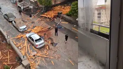 Gaziantep'te şiddetli yağış sonrası bina çatısı çöktü: Ev ve araçlar hasar gördü
