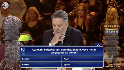 Ayakkabı bağcıklarının ucundaki plastik veya metal parçaya ne ad verilir? Beyaz'la Joker 3 milyon Tl'lik soru!