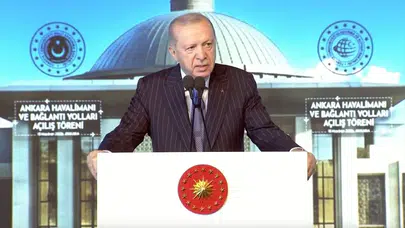 Cumhurbaşkanı Recep Tayyip Erdoğan, Ankara Havalimanı'nın açılış töreninde konuşuyor
