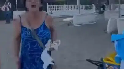Plajda skandal görüntüler! 'Buralar bizim" diyen şezlong magandası gözaltında