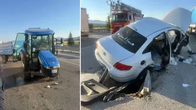 Dinar'da otomobil ile traktör çarpıştı: acı haber geldi