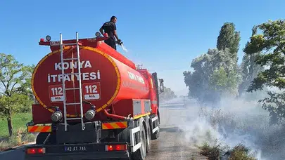 Konya'da ot temizliği faciaya yol açıyordu: İtfaiye zamanında yetişti