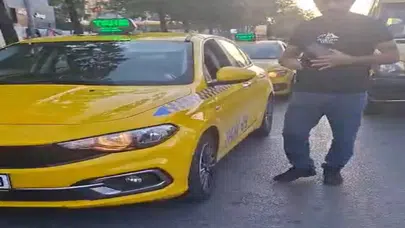 Beylikdüzü'nde taksi durağı gerginliği cep telefonu kamerasına yansıdı
