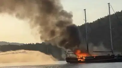Göcek’te deniz ortasında can pazarı: Lüks tekne küllerinden sonra sulara gömüldü!
