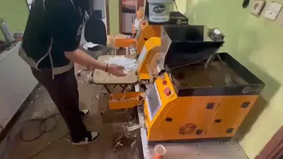 Pendik'te baskın yapılan adresten yüz binlerce makaron çıktı
