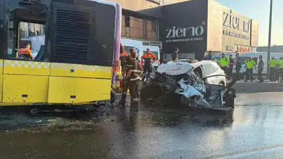 Kağıthane’de korkutan kaza: İETT otobüsü ile otomobil çarpıştı!