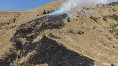 Değirmenaltı köyü kırsalındaki yangında 20 dönümlük alan zarar gördü