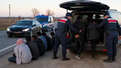 Uzunköprü'de jandarma ekipleri durdurdu, araçlardan kaçak göçmen çıktı