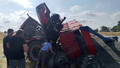 Uzunköprü’de traktör devrildi: Sürücü hastaneye sevk edildi, 2 yaralı