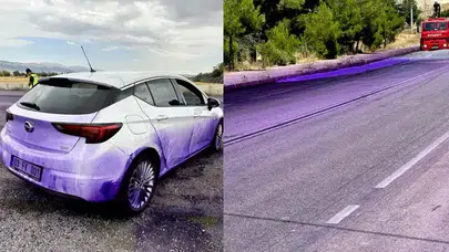 Afyonkarahisar'da yola dökülen boya trafiği birbirine kattı