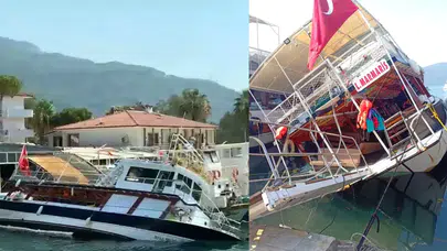 Akyaka’da gece yarısı korkan yan yattı: Tur teknesi sulara gömüldü!