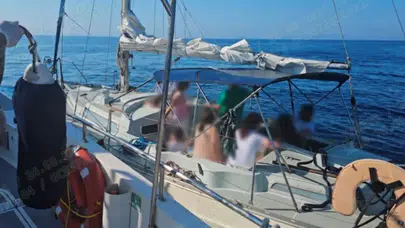Didim açıklarında turist oyununu sahil güvenlik bozdu: 16 göçmen yakalandı!