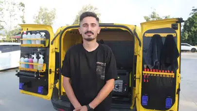 Ordu'da yüksek kiraya karşı 'seyyar oto yıkama" devri