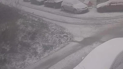 Büyükçekmece’de karlı yolda dehşet... direğe çarptı, araç savruldu!