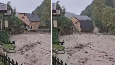 Sapanca'da korkutan tablo: taşan dere evi yuttu, ekipler seferber oldu