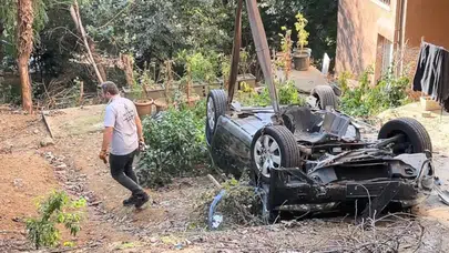 Beşiktaş'ta nefes kesen kaza: Park etmeye çalışırken bahçeye uçtu!