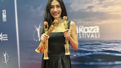 Hazar Ergüçlü Adana Altın Koza'da En İyi Kadın Oyuncu Ödülü'nü kazandı