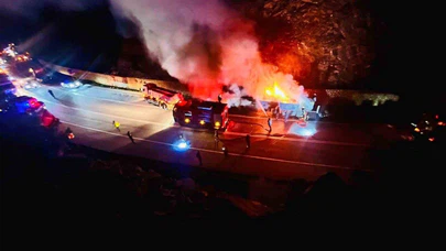 Ekmeğini taşıyordu, alevlere bıraktı... Tırdan ayrılan dorse ateş topuna döndü!