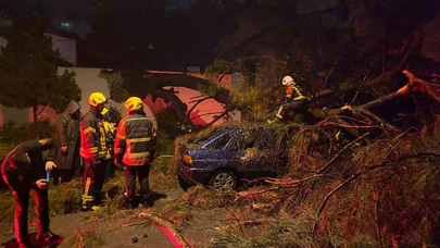 Rüzgar esti, felaket geldi... Yolun ortasında hayatla ölüm arasında kaldılar!
