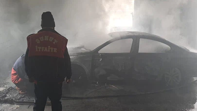 Afyon'da facianın eşiğinden dönüldü! Köy ortasında otomobil küle döndü