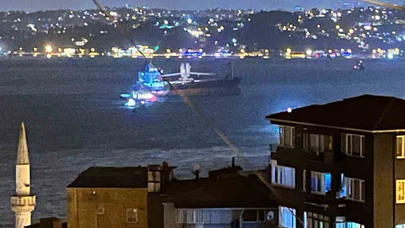 Sarıyer açıklarında kurtarılan gemi bu sefer İstanbul Boğazı’nda fırtınada savruldu