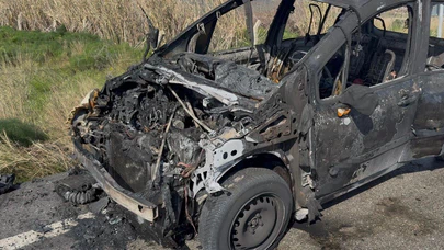 Bandırma yolunda alevli panik... Marş dinamosu takılı kaldı, araç küle döndü!