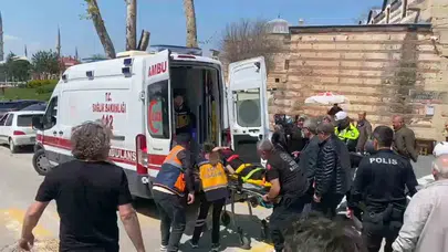 Edirne'de korku dolu anlar: Eşinin araçtan indiğini sanan sürücü gaza basınca faciaya davetiye çıkardı
