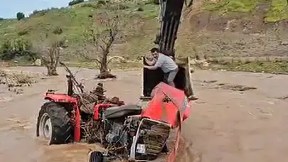 Afrin Çayı’nda ölümle burun buruna geldi: Traktörüyle sulara gömülmekten son anda kurtuldu