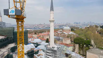 Ayasofya’da asırlık minareye deprem kalkanı: İnce işçilikle geleceğe taşındı