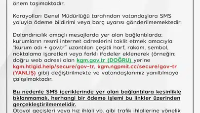Telefonunuza gelen o mesaja dikkat: KGM'den kritik dolandırıcılık uyarısı