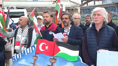 Kütahya’dan Gazze’ye yükselen vicdan sesi: Sumud Filosu’na yapılan saldırı meydanlarda protesto edildi