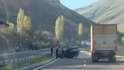 Malatya-Kayseri yolunda korkutan kaza: Otomobil takla attı, mucize eseri yara almadan kurtuldu