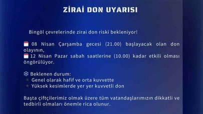 Meteoroloji’den Bingöl için zirai don uyarısı