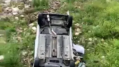 Direksiyon hakimiyetini kaybetti, dere yatağına çakıldı: Bolu'da korku dolu anlar