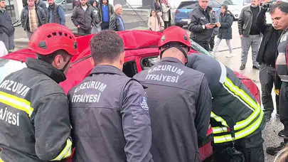 Erzurum’da korku dolu anlar: Kavşakta can pazarı yaşandı