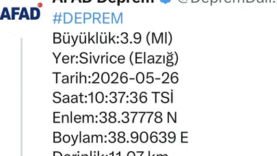 Elazığ güne sarsıntılarla başladı: Kısa aralıklarla iki deprem kaydedildi