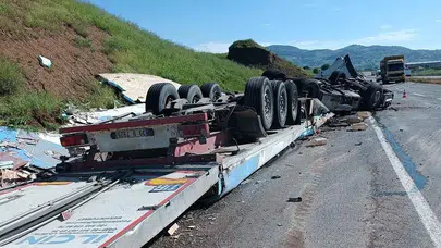 Batman-Kozluk yolunda dehşet anları: Takla atan tırın sürücüsü yaşam mücadelesi veriyor