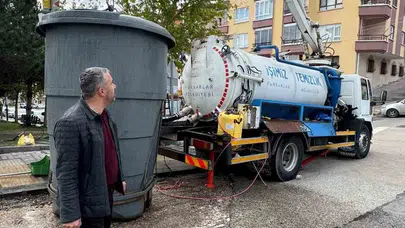 Pursaklar'da hijyen seferberliği: Konteynerler köşe bucak dezenfekte ediliyor