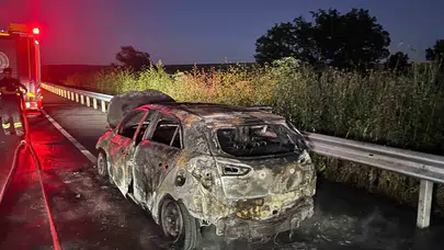 Saniyeler içinde küle döndü: Çorlu yolunda korku dolu anlar